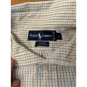 Ralph Lauren Men's Button Down Shirt Long Sleeve Plaid Checkered Blue PonySz‎ L